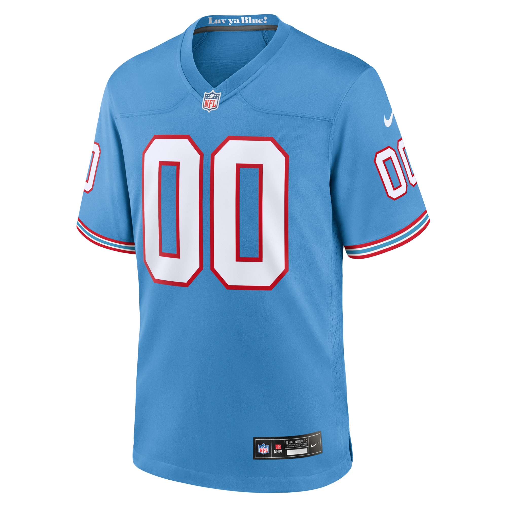 Men's Tennessee Titans Nike Light Blue Oilers Throwback Custom Game Jersey - Image 2