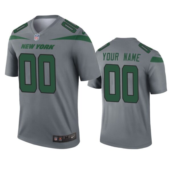 New York Jets Custom Gray Inverted Legend Jersey