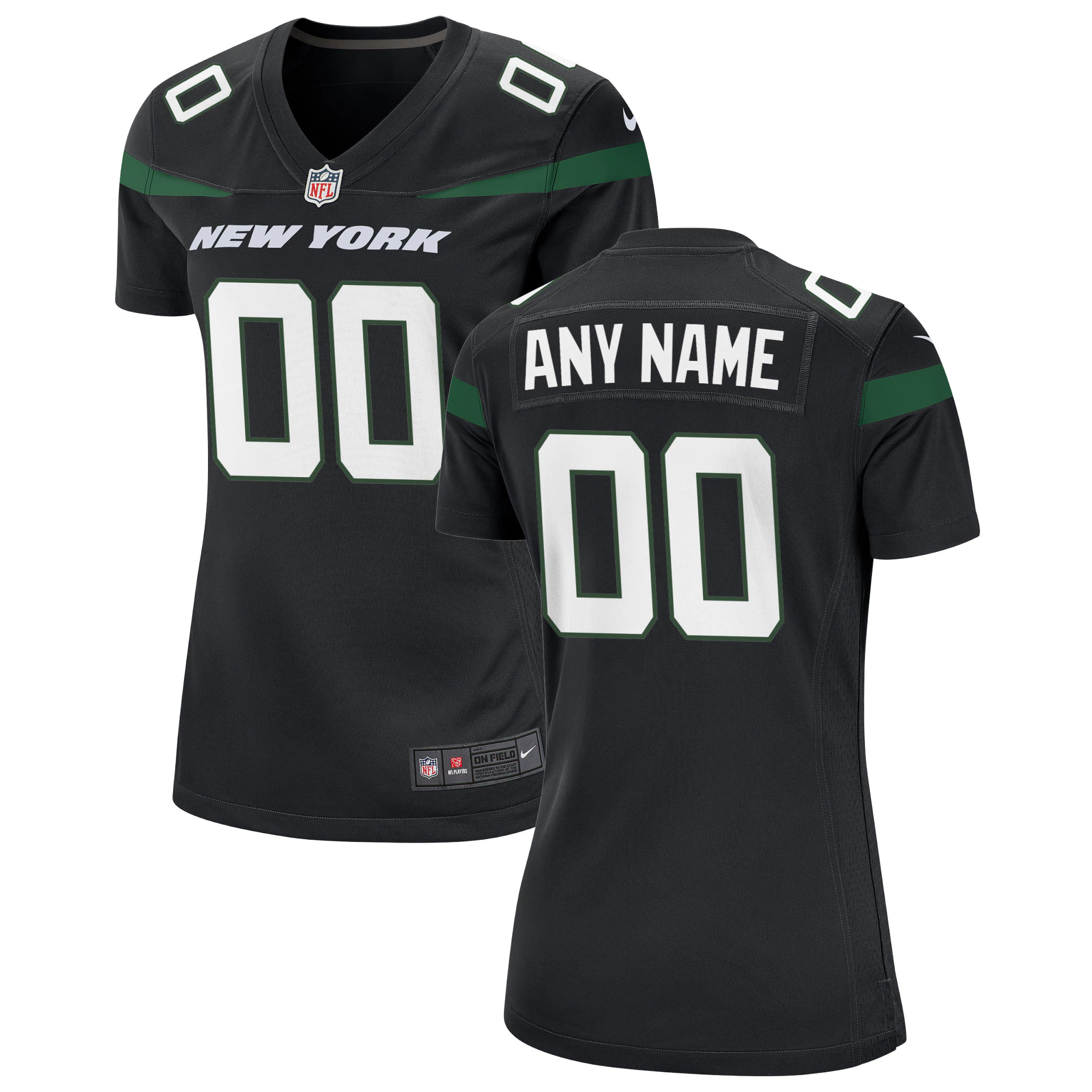 New York Jets Nike Women’s Alternate Custom Game Jersey – Stealth Black