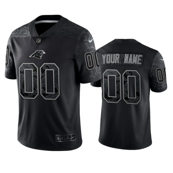 Panthers Custom Reflective Limited Black Jersey Men’s