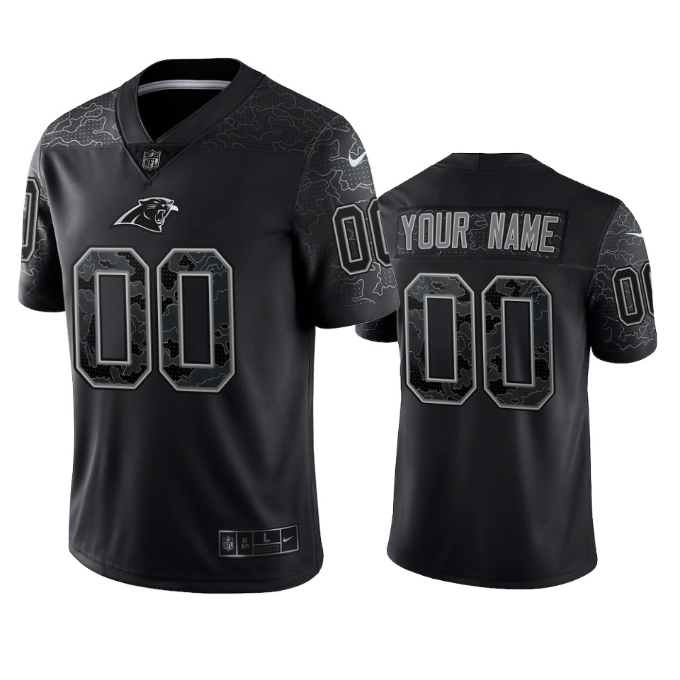Panthers Custom Reflective Limited Black Jersey Men’s