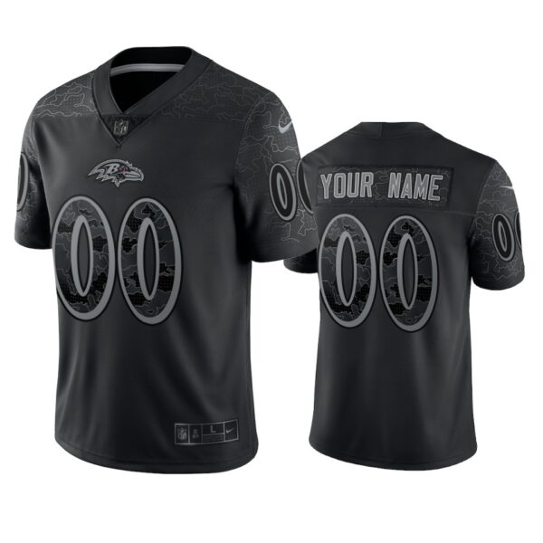Ravens Custom Reflective Limited Black Jersey Men’s