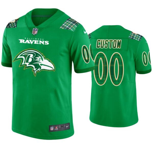 St. Patrick’s Day Baltimore Ravens Custom Jersey Kelly Green – Men’s