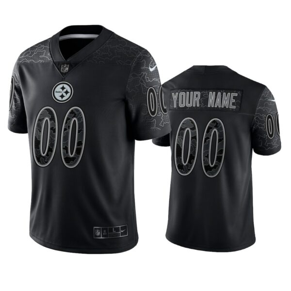 Steelers Custom Reflective Limited Black Jersey