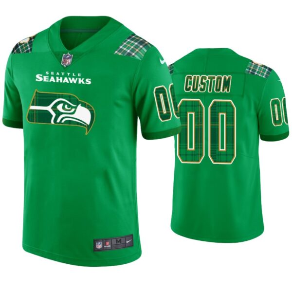 St. Patrick’s Day Seattle Seahawks Custom Jersey Kelly Green – Men’s