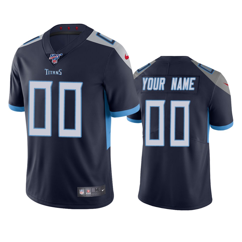 Tennessee Titans Custom Navy 100th Season Vapor Limited Jersey