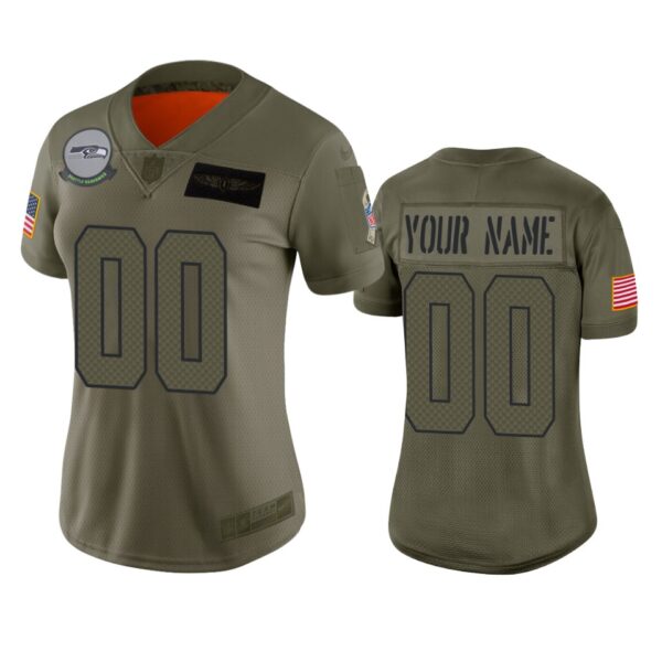 Women’s Seattle Seahawks Custom Camo 2019 Salute to Service Limited Jersey