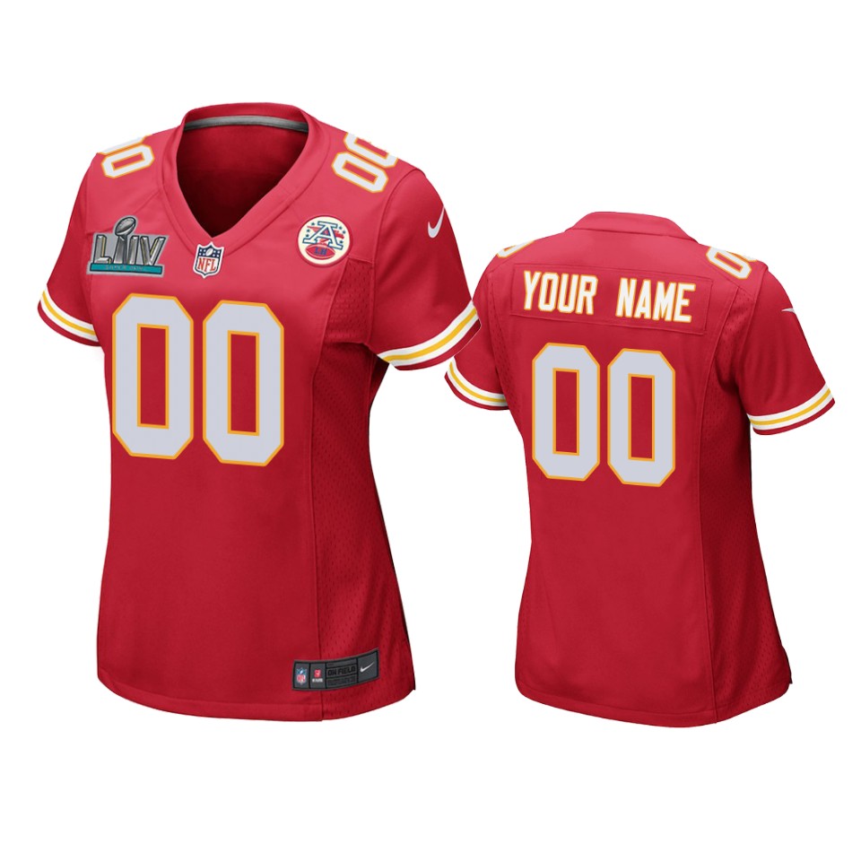Women’s Kansas City Chiefs Custom Red Super Bowl LIV Game Jersey