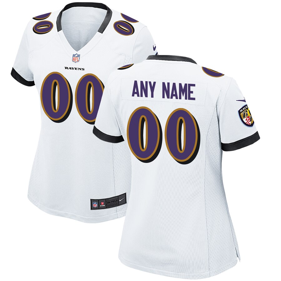 Women’s Baltimore Ravens Nike White Custom Jersey
