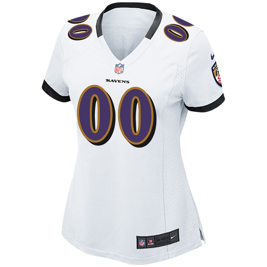 Women’s Baltimore Ravens Nike White Custom Jersey - Image 2