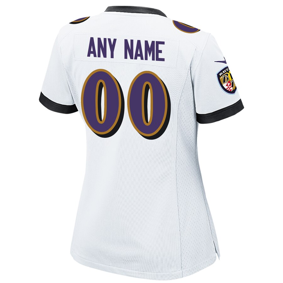 Women’s Baltimore Ravens Nike White Custom Jersey - Image 3