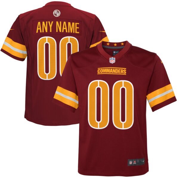 Washington Commanders Nike Youth Game Custom Player Jersey – Burgundy