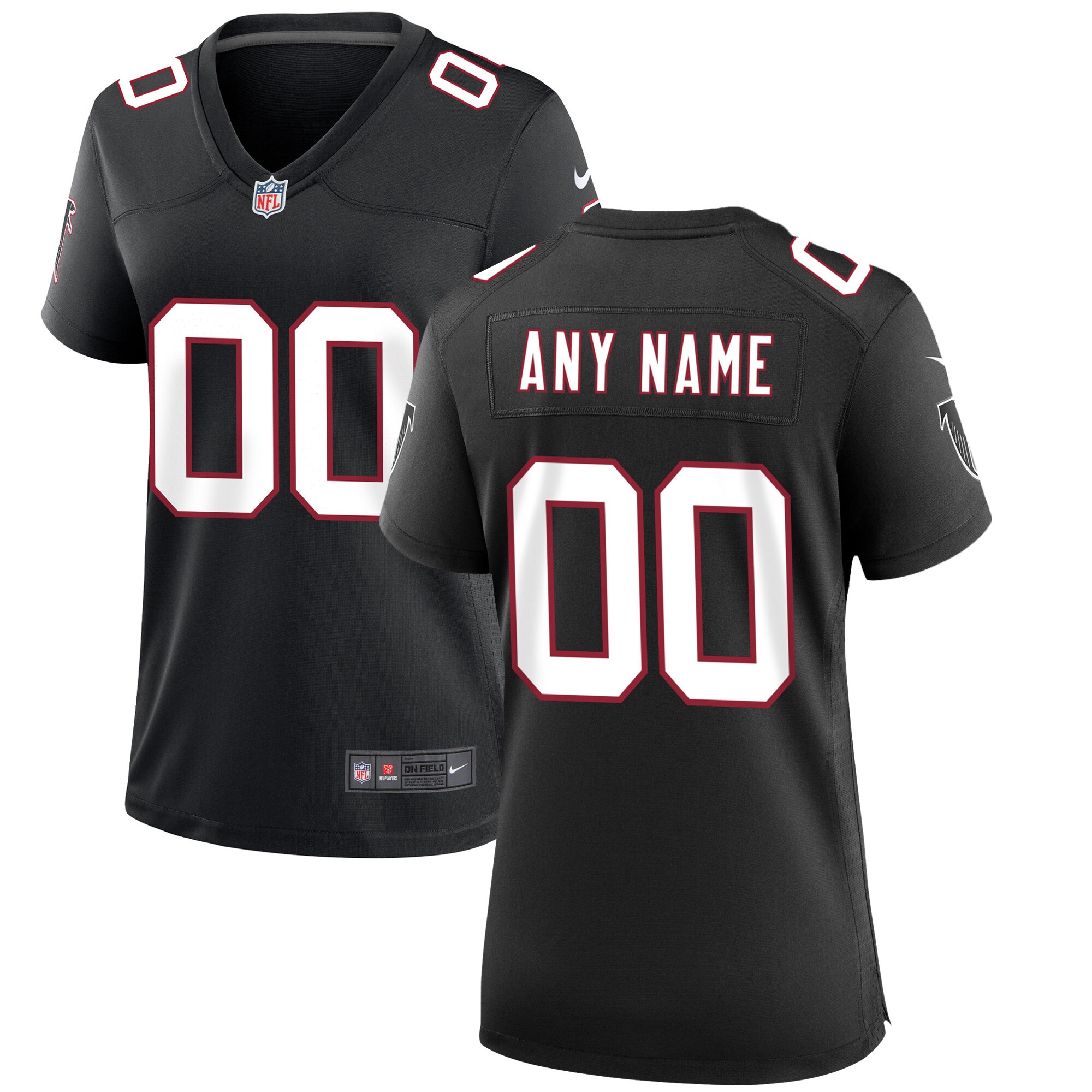 Atlanta Falcons Nike Women’s Throwback Custom Game Jersey – Black