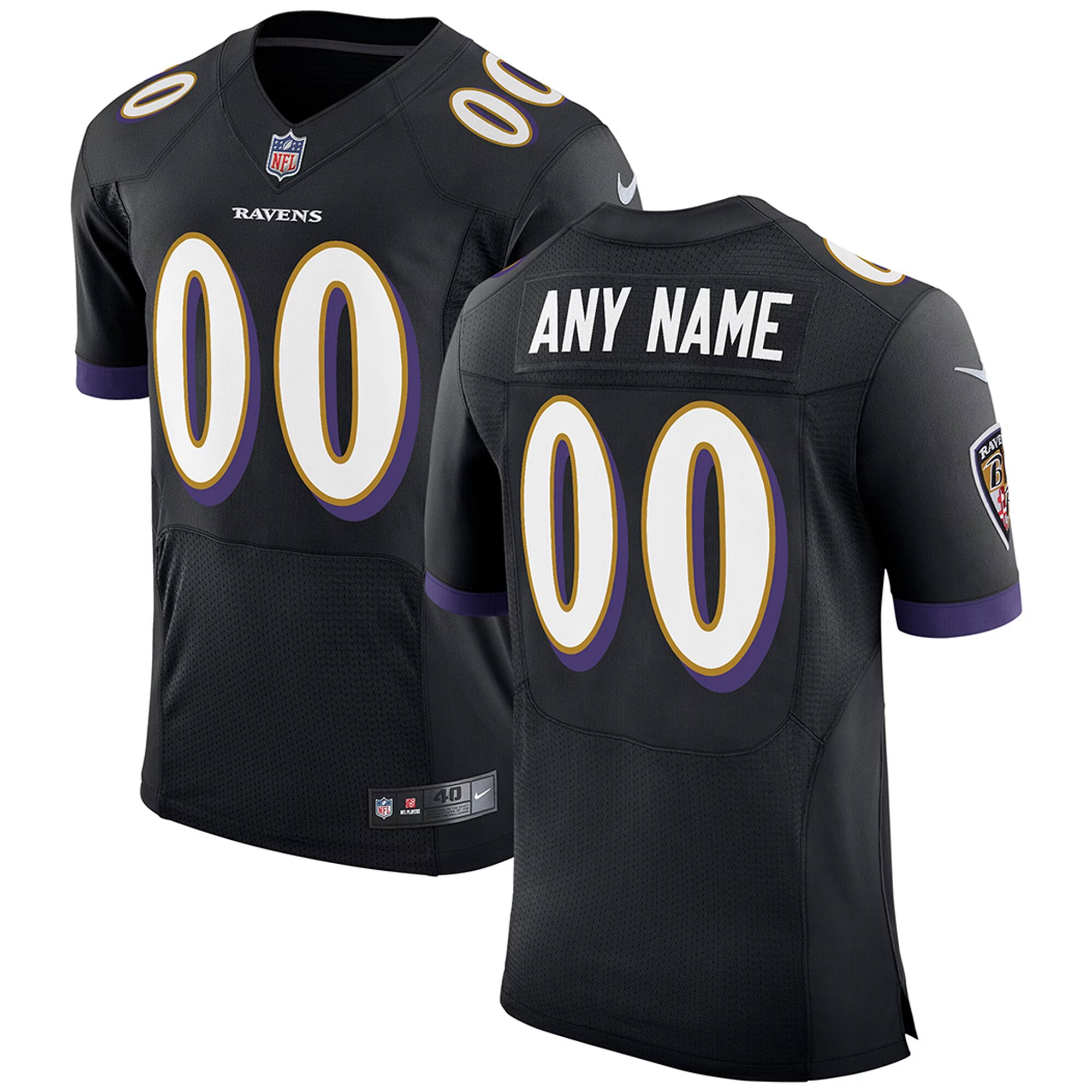 Baltimore Ravens Nike Speed Machine Elite Custom Jersey – Black