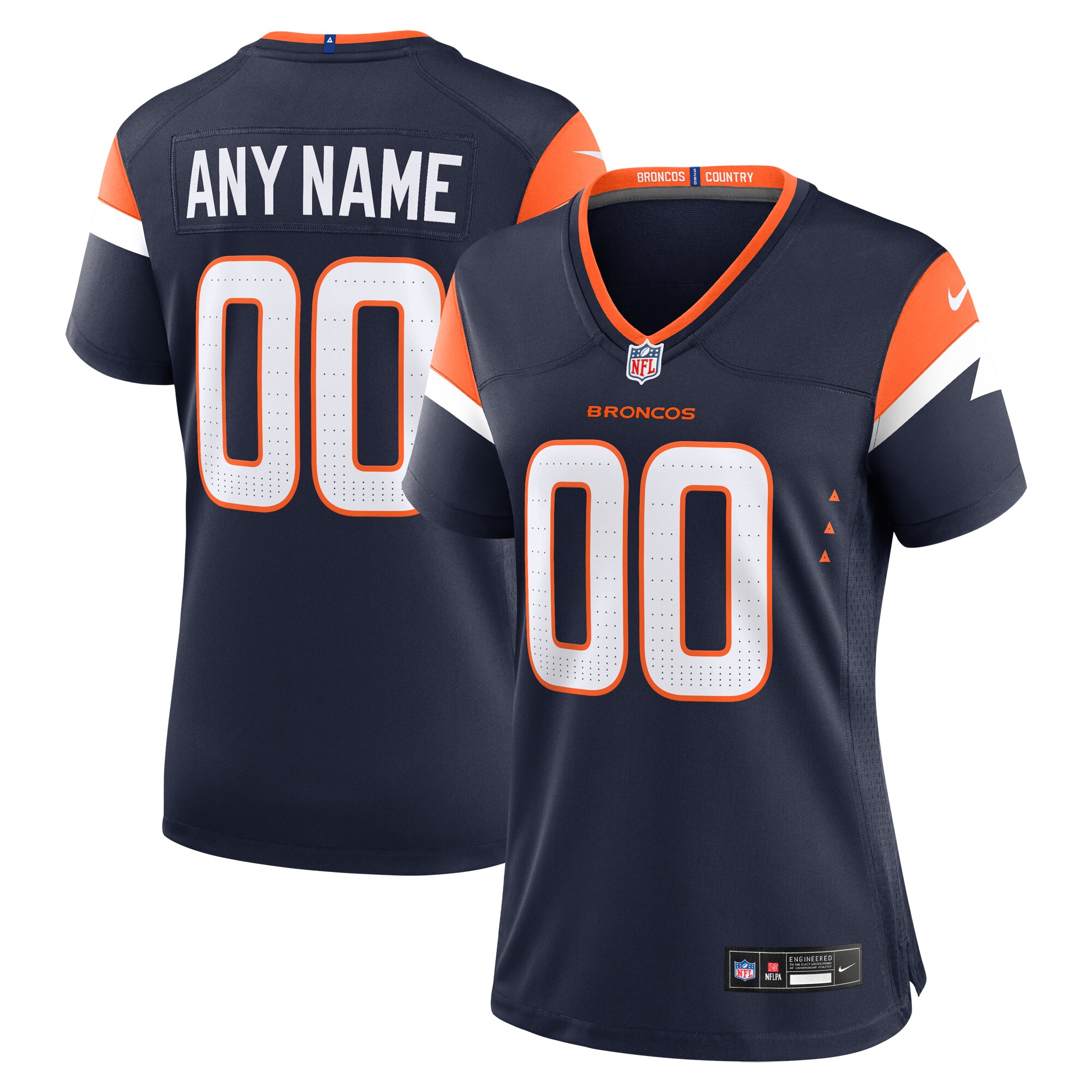Denver Broncos Nike Women’s Alternate Custom Game Jersey – Navy