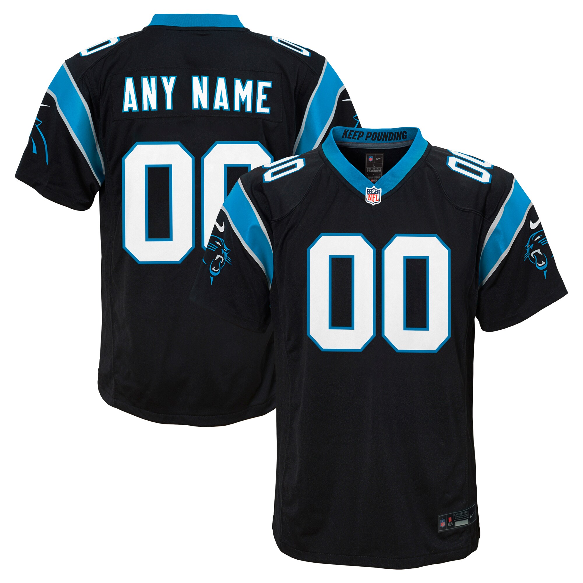 Carolina Panthers Nike Youth Custom Game Jersey – Black