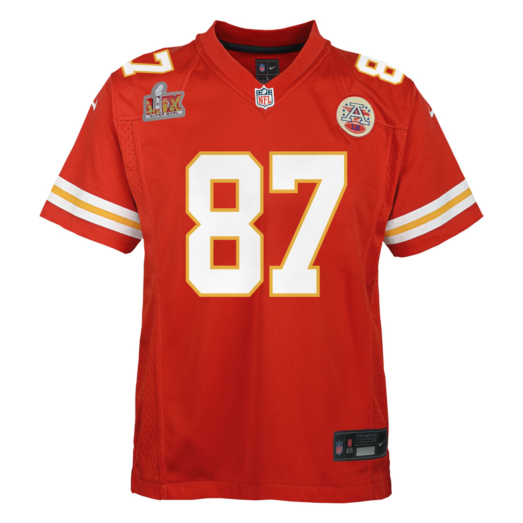 Travis Kelce Kansas City Chiefs Nike Youth Super Bowl LIX Game Player Jersey – Red - Image 2