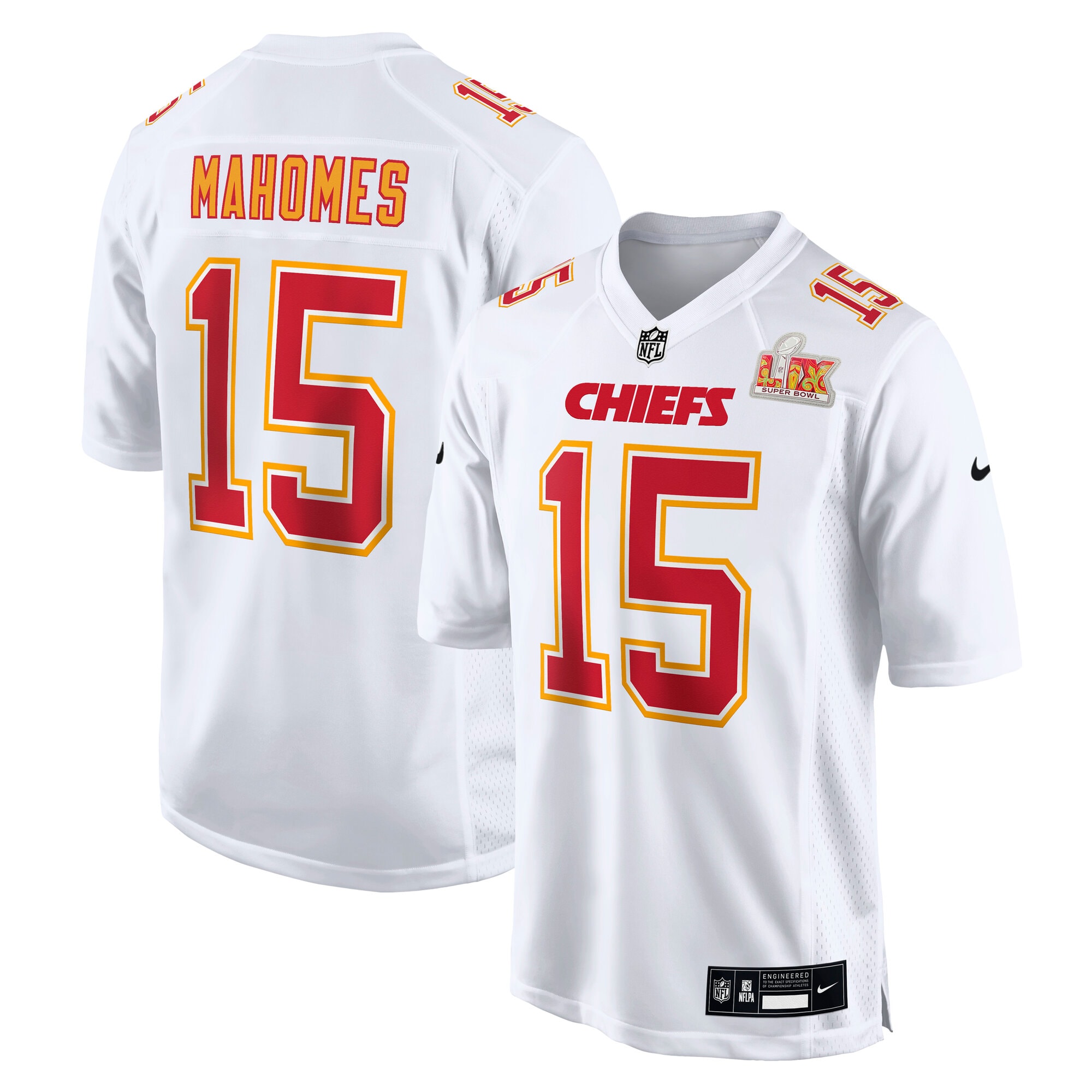 Patrick Mahomes Kansas City Chiefs Nike Super Bowl LIX Fashion Game Jersey – Tundra White