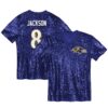 Lamar Jackson Baltimore Ravens Women’s Player Name & Number V-Neck Fashion Jersey – Purple