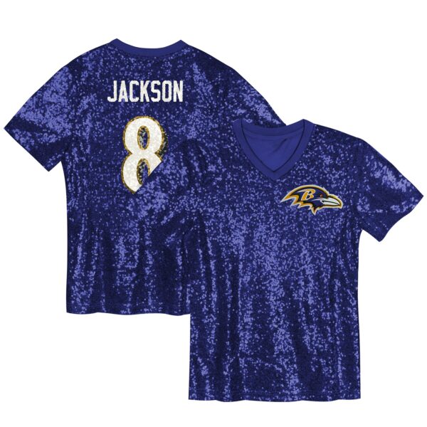 Lamar Jackson Baltimore Ravens Women’s Player Name & Number V-Neck Fashion Jersey – Purple