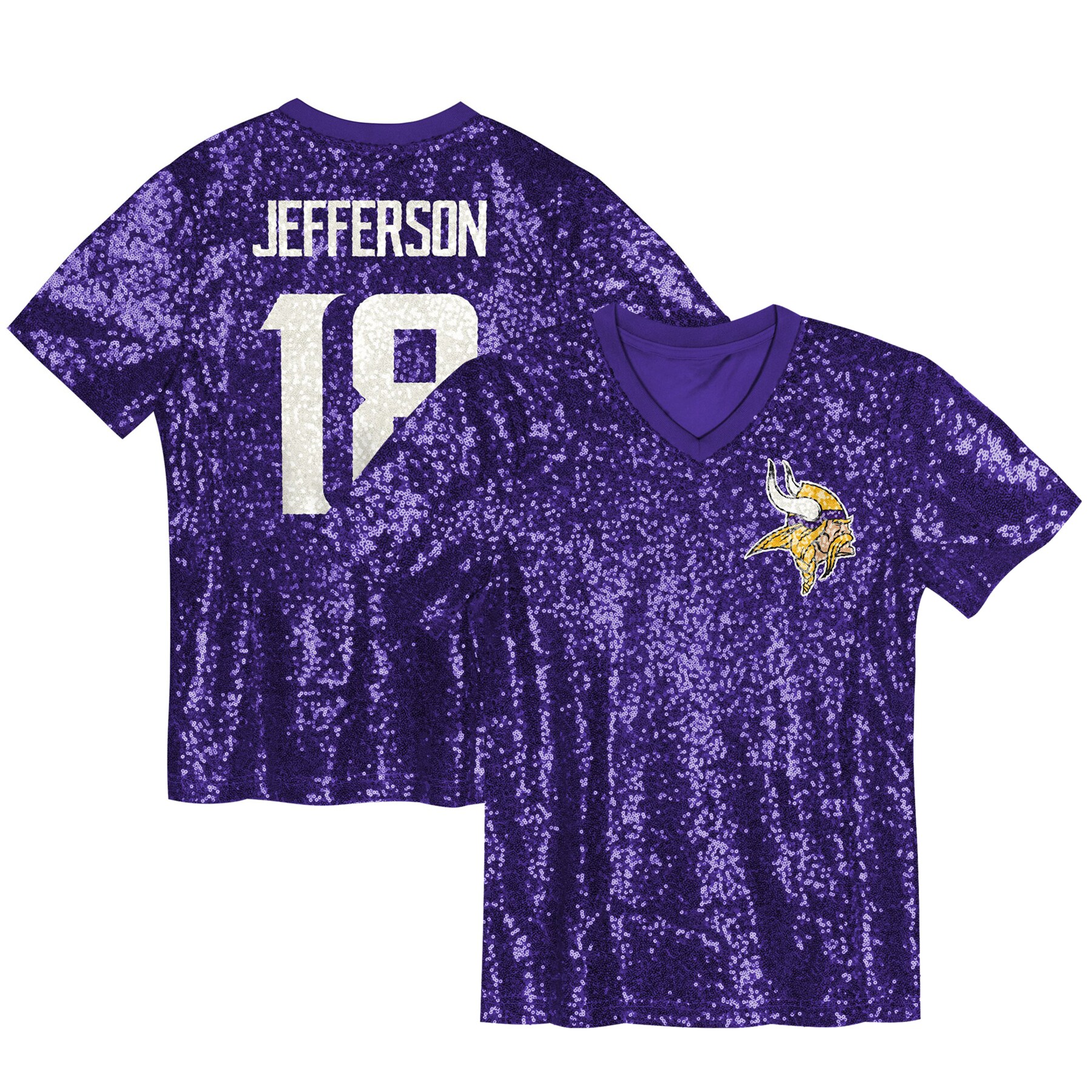 Justin Jefferson Minnesota Vikings Women’s Player Name & Number V-Neck Fashion Jersey – Purple