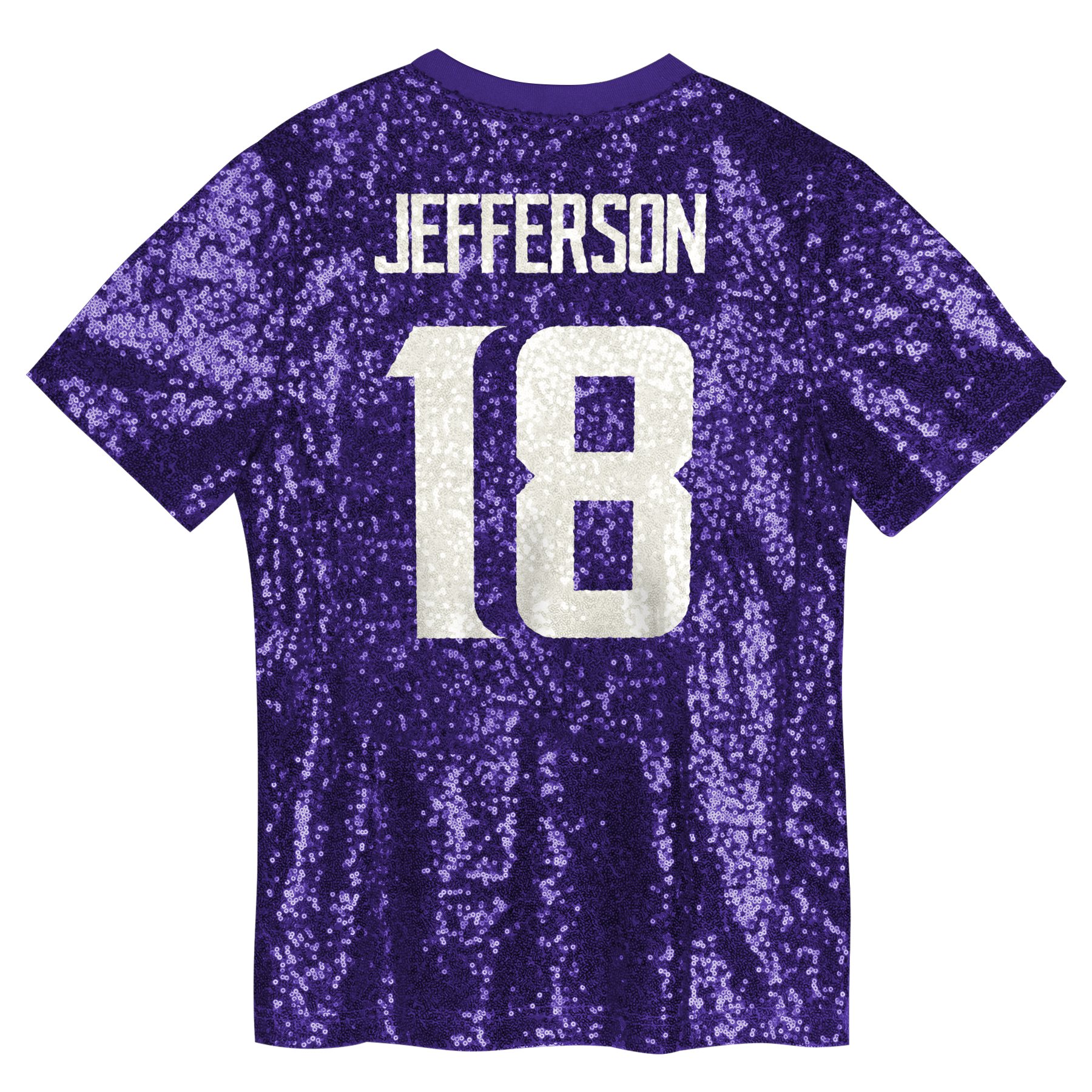Justin Jefferson Minnesota Vikings Women’s Player Name & Number V-Neck Fashion Jersey – Purple - Image 3