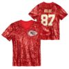 Travis Kelce Kansas City Chiefs Women’s Player Name & Number V-Neck Fashion Jersey – Red