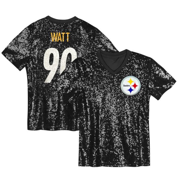 T.J. Watt Pittsburgh Steelers Women’s Player Name & Number V-Neck Fashion Jersey – Black