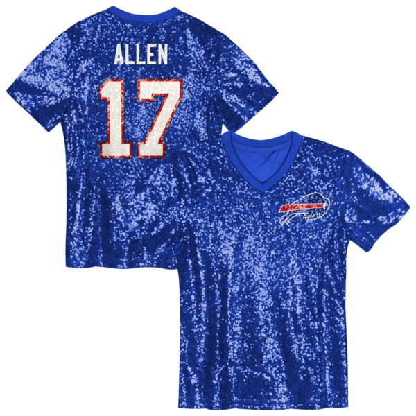 Josh Allen Buffalo Bills Girls Youth Sequin V-Neck Fashion Jersey – Royal