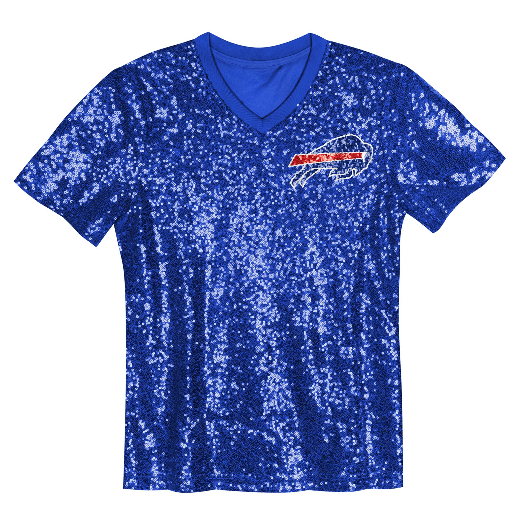Josh Allen Buffalo Bills Girls Youth Sequin V-Neck Fashion Jersey – Royal - Image 2