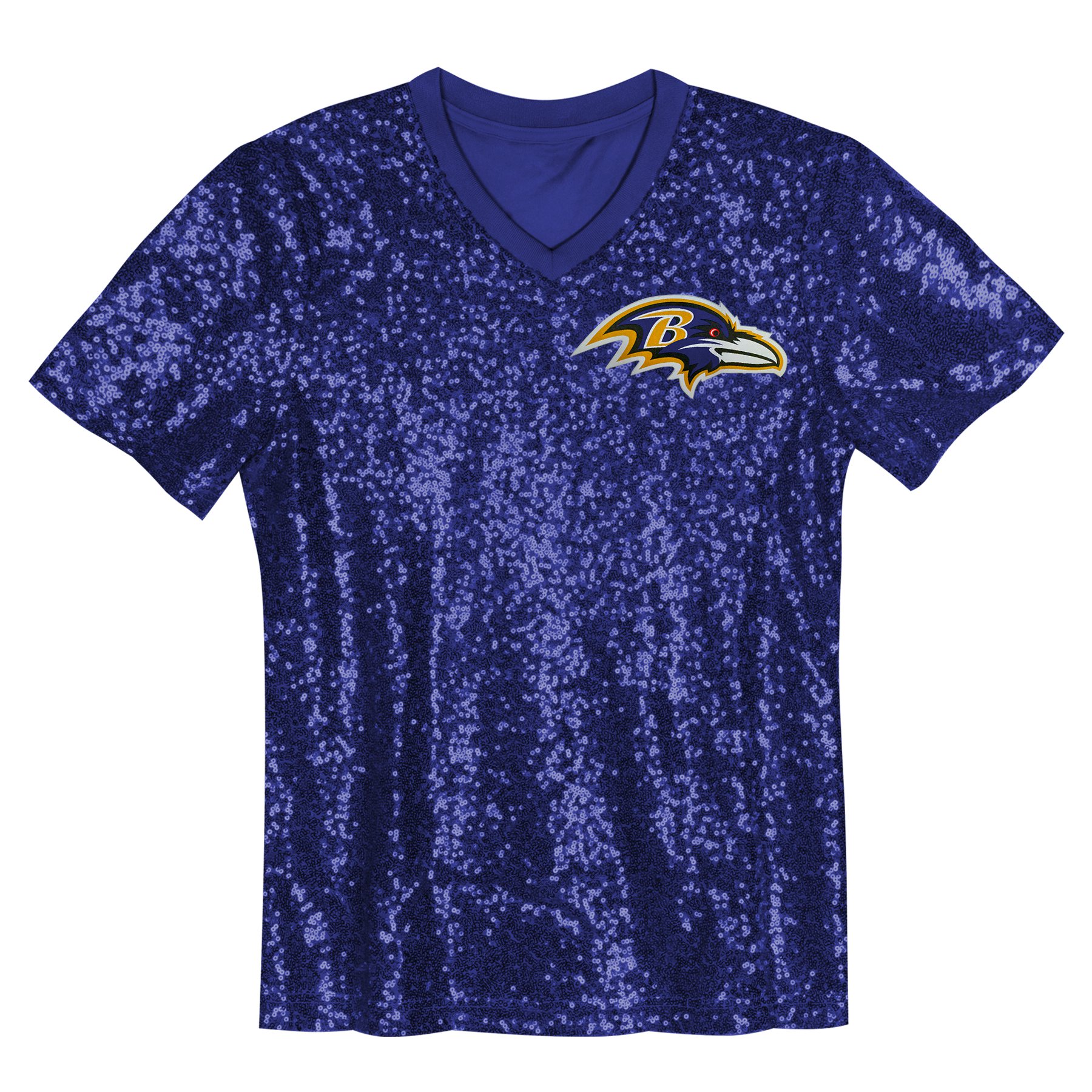 Lamar Jackson Baltimore Ravens Girls Youth Sequin V-Neck Fashion Jersey – Purple - Image 2