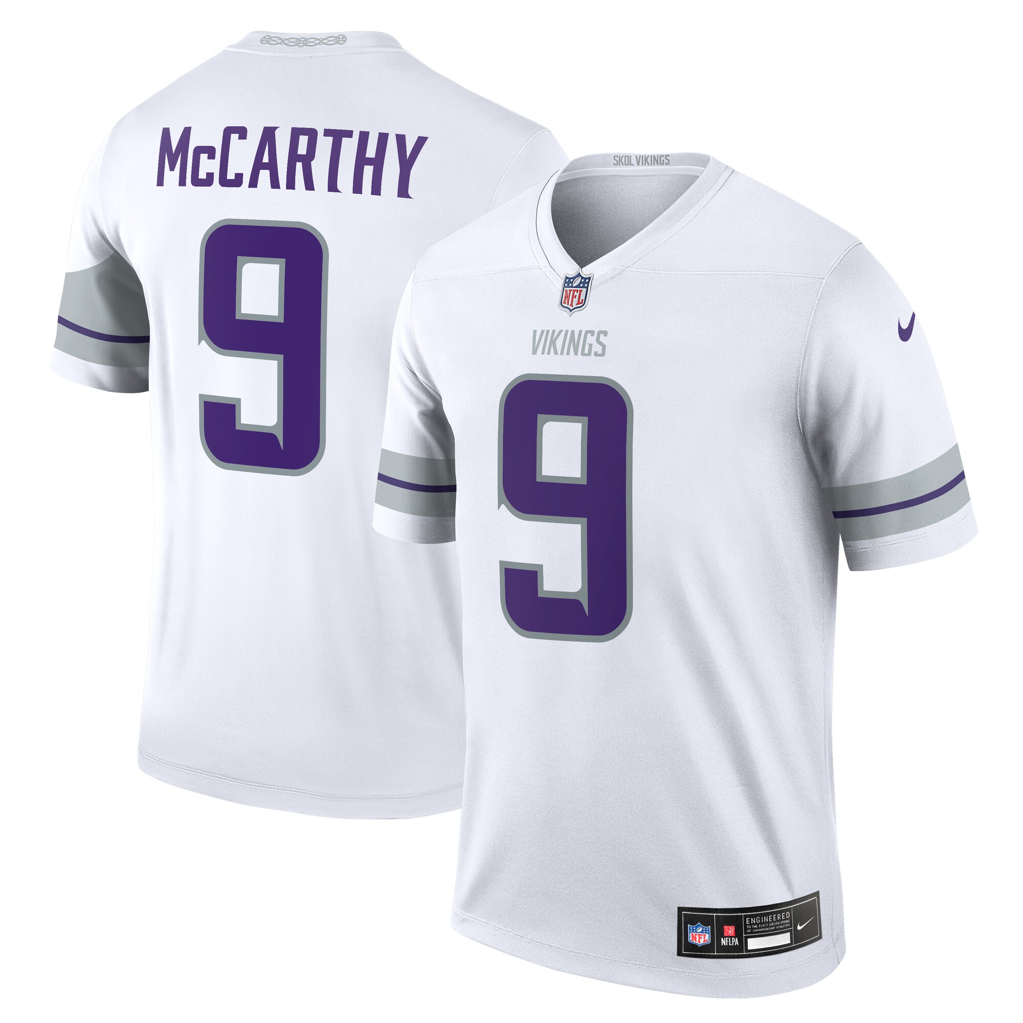 J.J. McCarthy Minnesota Vikings Nike Team Legend Player Performance Jersey – Purple - Image 3