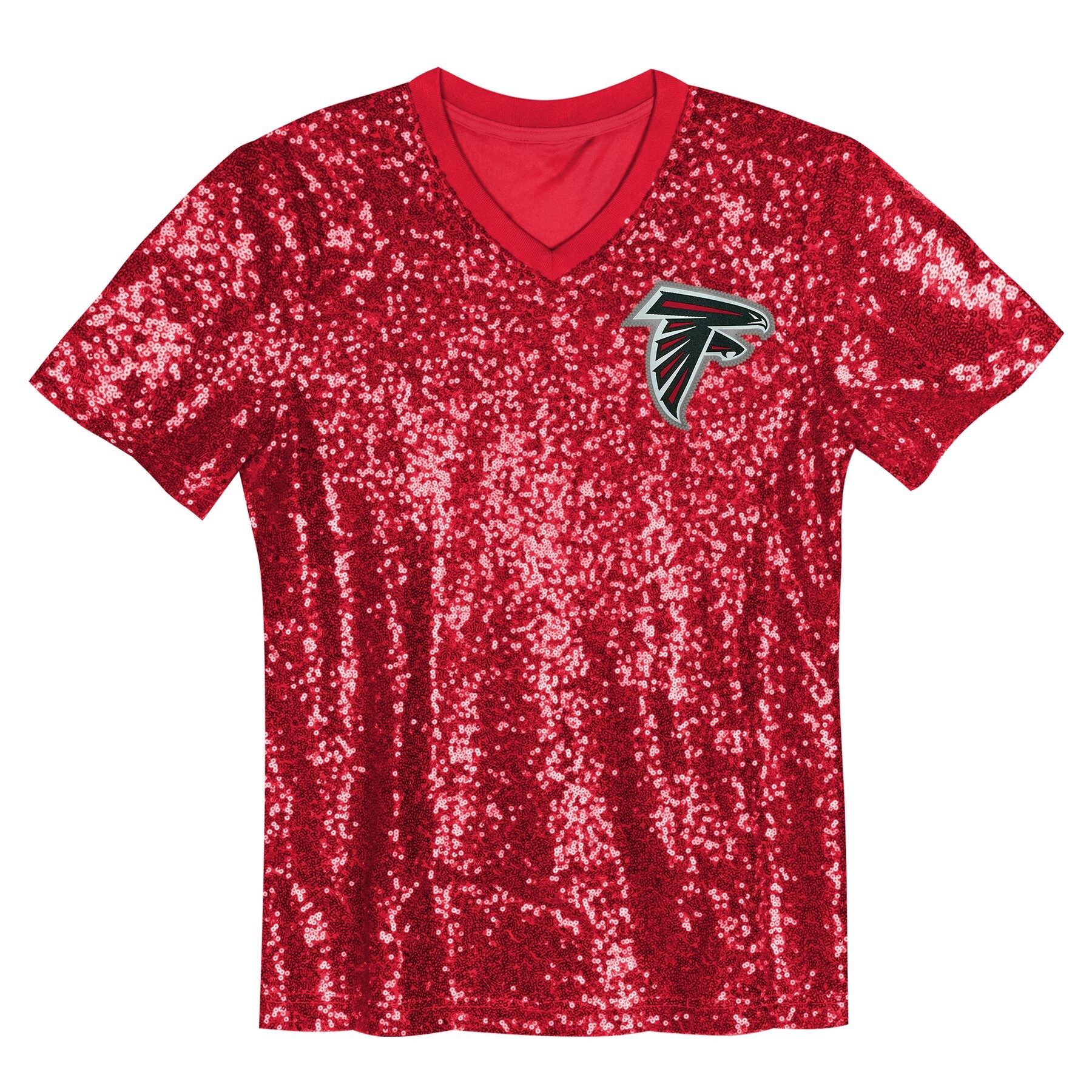 Bijan Robinson Atlanta Falcons Girls Youth Sequin V-Neck Fashion Jersey – Red - Image 2