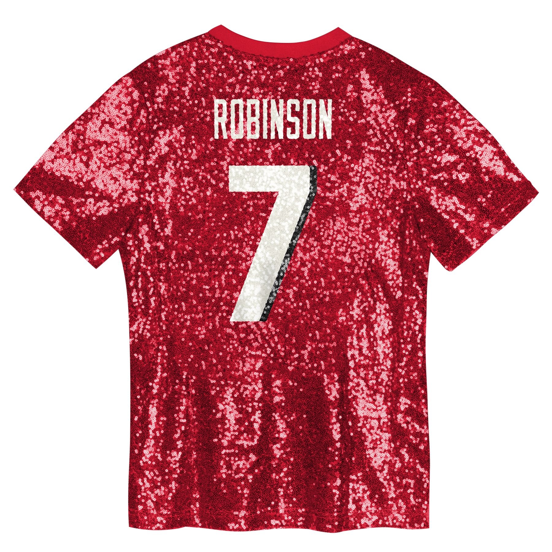 Bijan Robinson Atlanta Falcons Girls Youth Sequin V-Neck Fashion Jersey – Red - Image 3