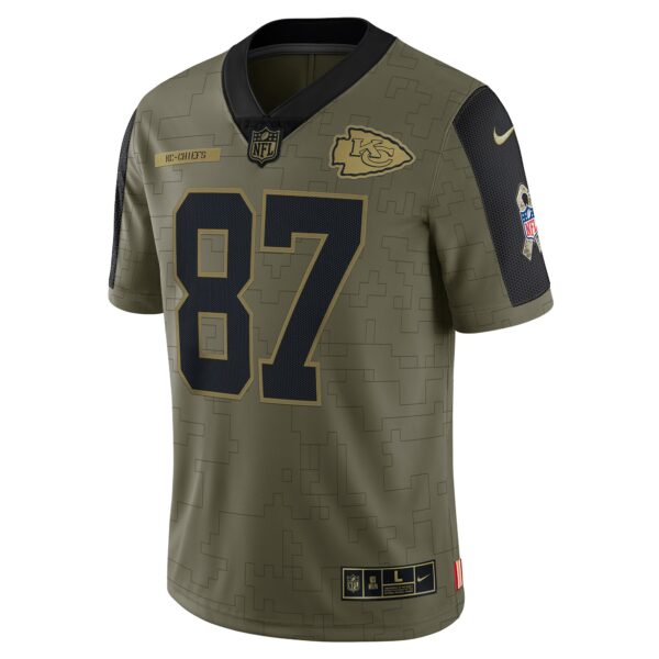 Travis Kelce Kansas City Chiefs Nike 2021 Salute To Service Limited Player Jersey – Olive