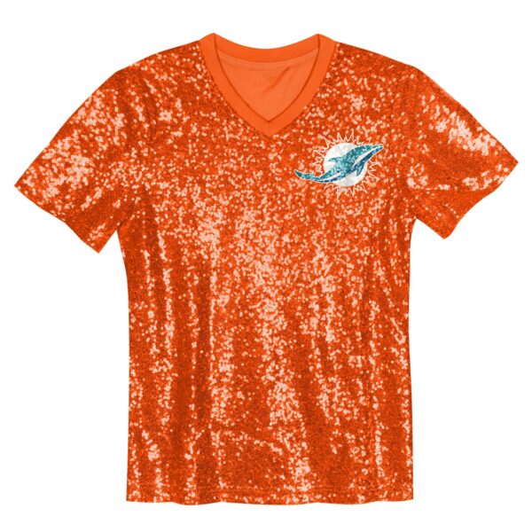 Tyreek Hill Miami Dolphins Girls Youth Sequin V-Neck Fashion Jersey – Orange