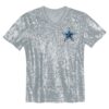CeeDee Lamb Dallas Cowboys Girls Youth Sequin V-Neck Fashion Jersey – Silver