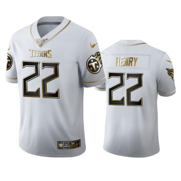 Derrick Henry Titans White 100th Season Golden Edition Jersey