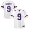 J.J. McCarthy Minnesota Vikings Nike Youth Game Jersey – White