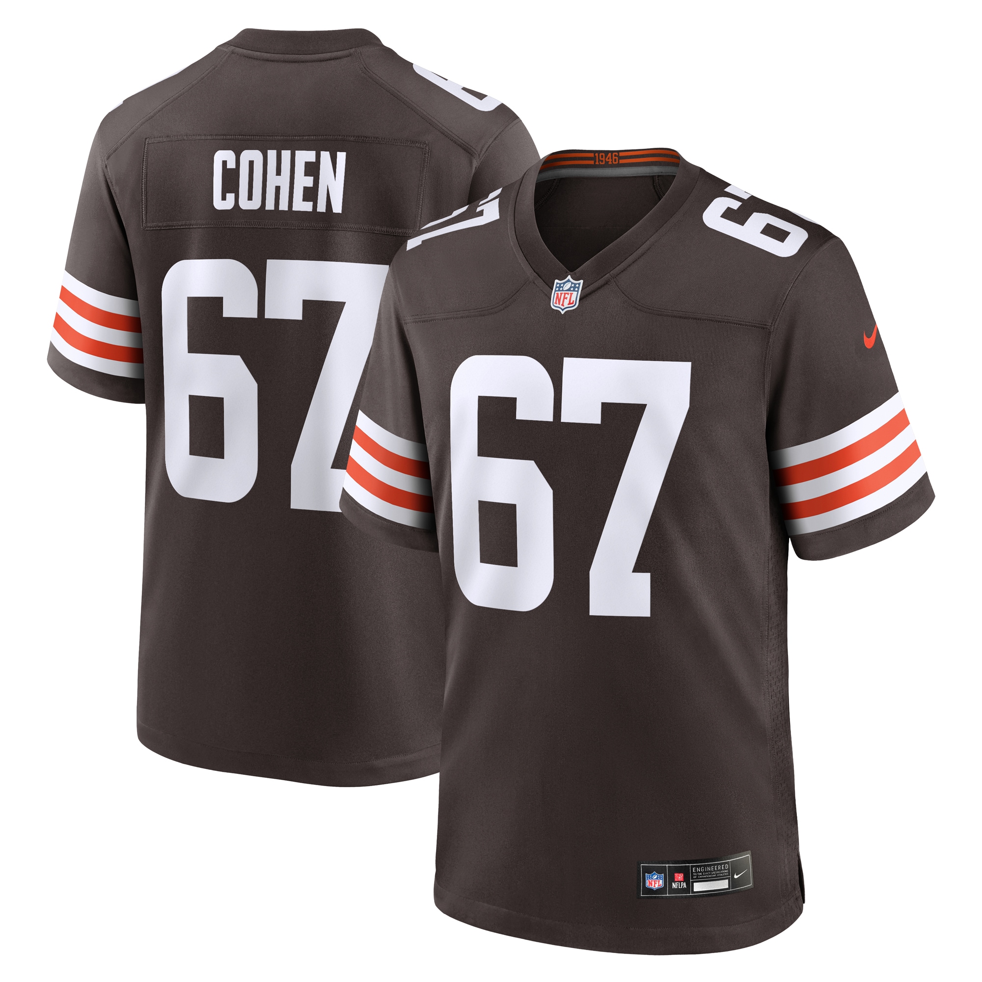 Javion Cohen Cleveland Browns Nike Team Game Jersey – Brown
