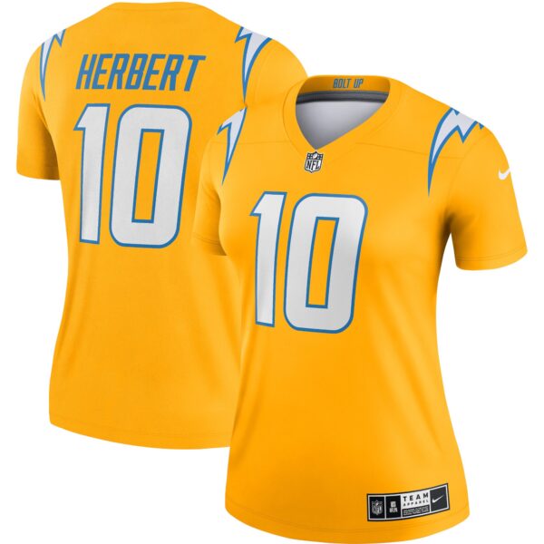 Justin Herbert Los Angeles Chargers Nike Women’s Inverted Legend Jersey – Gold