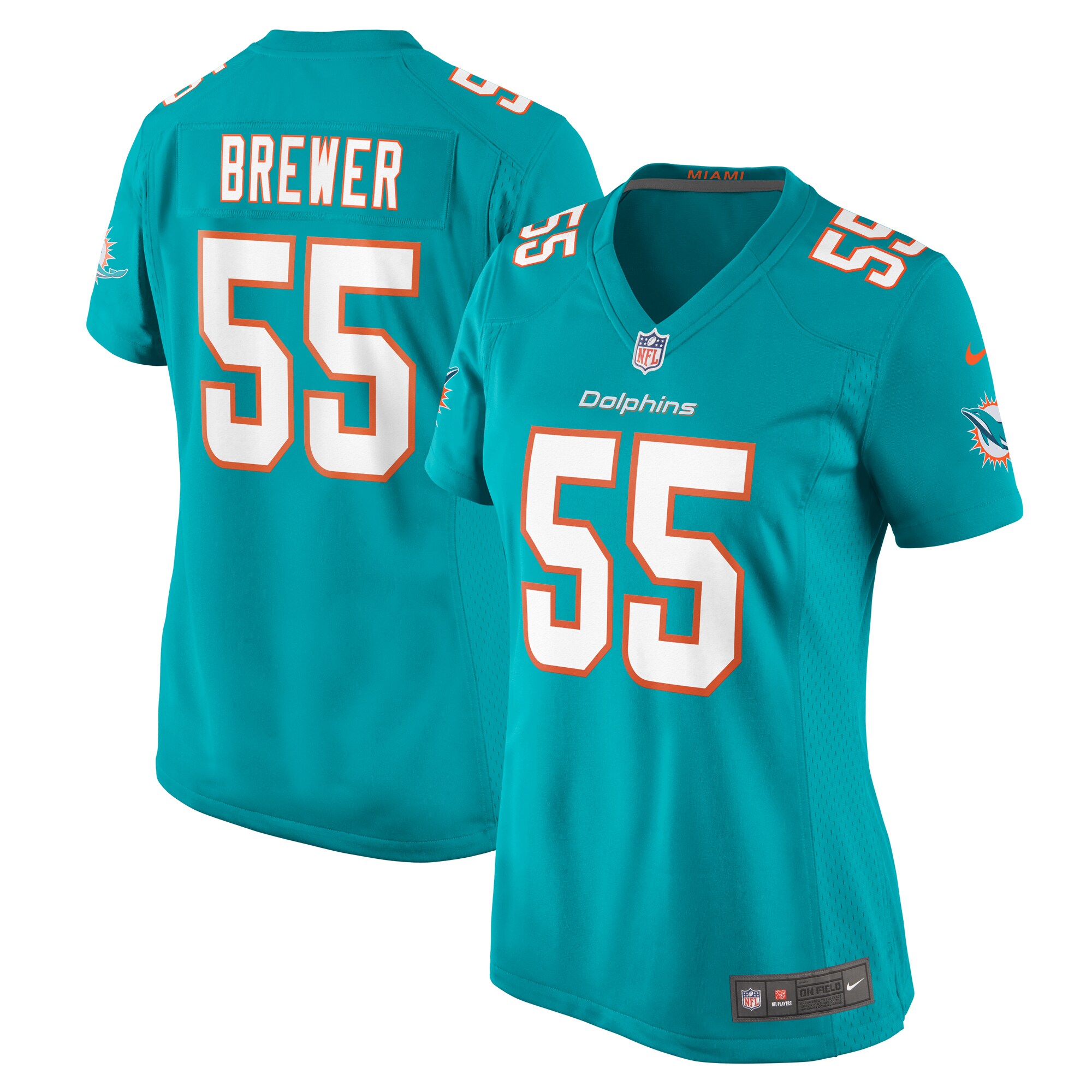Aaron Brewer Miami Dolphins Nike Women’s Game Jersey – Aqua