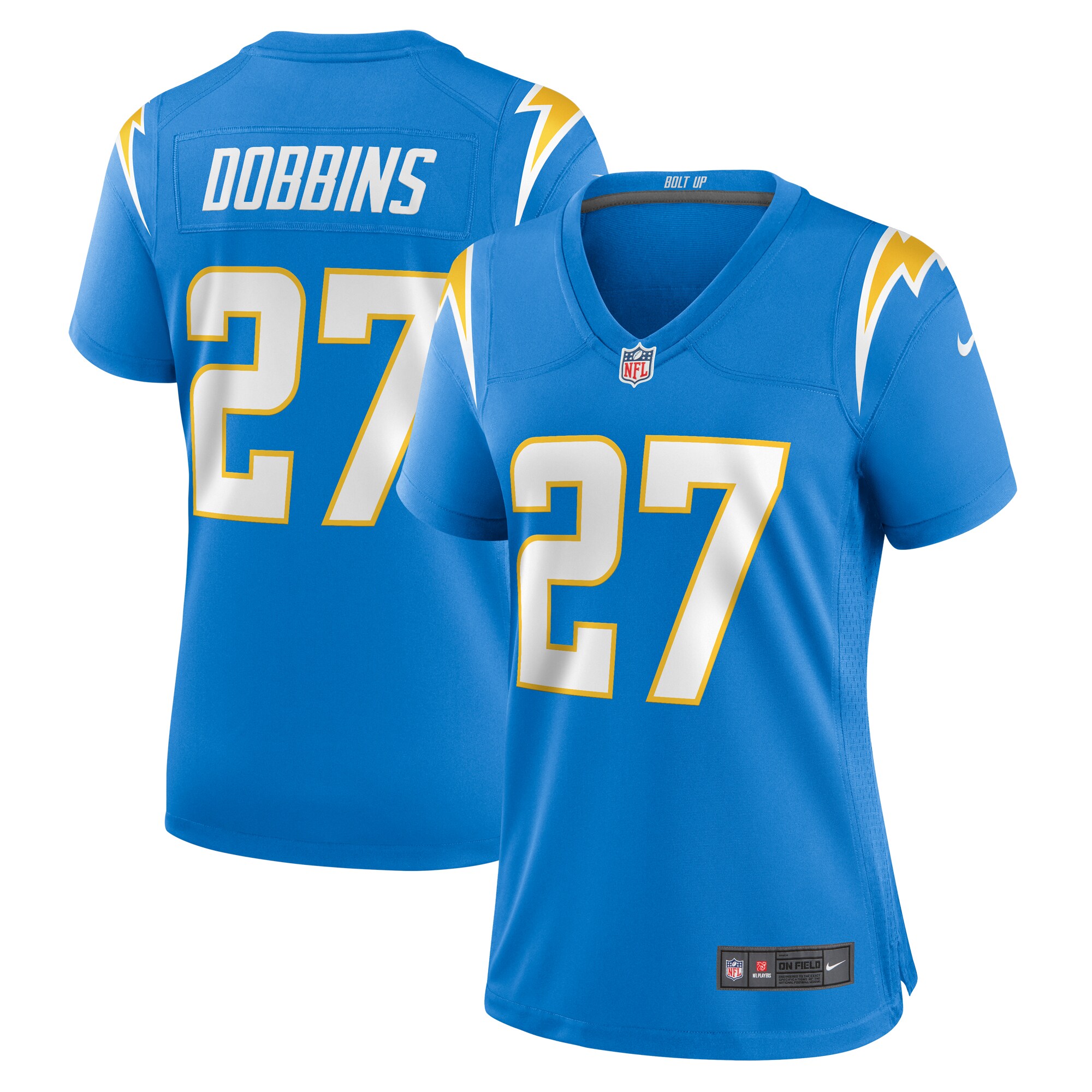 J.K. Dobbins Los Angeles Chargers Nike Women’s Team Game Jersey – Powder Blue