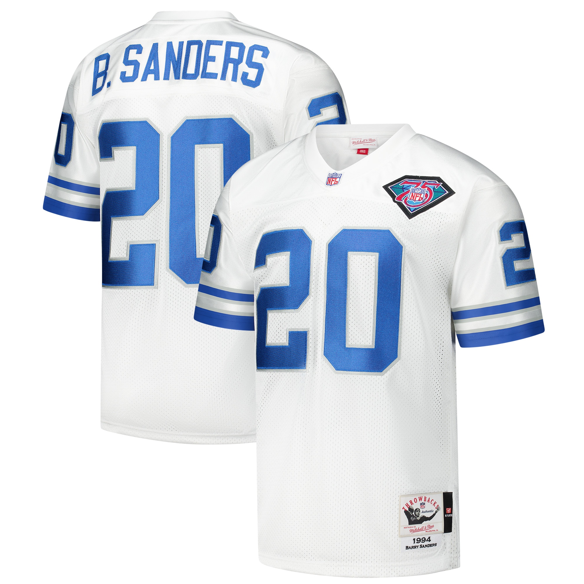 Barry Sanders Detroit Lions 1994 Mitchell & Ness Throwback Retired Player Jersey – White