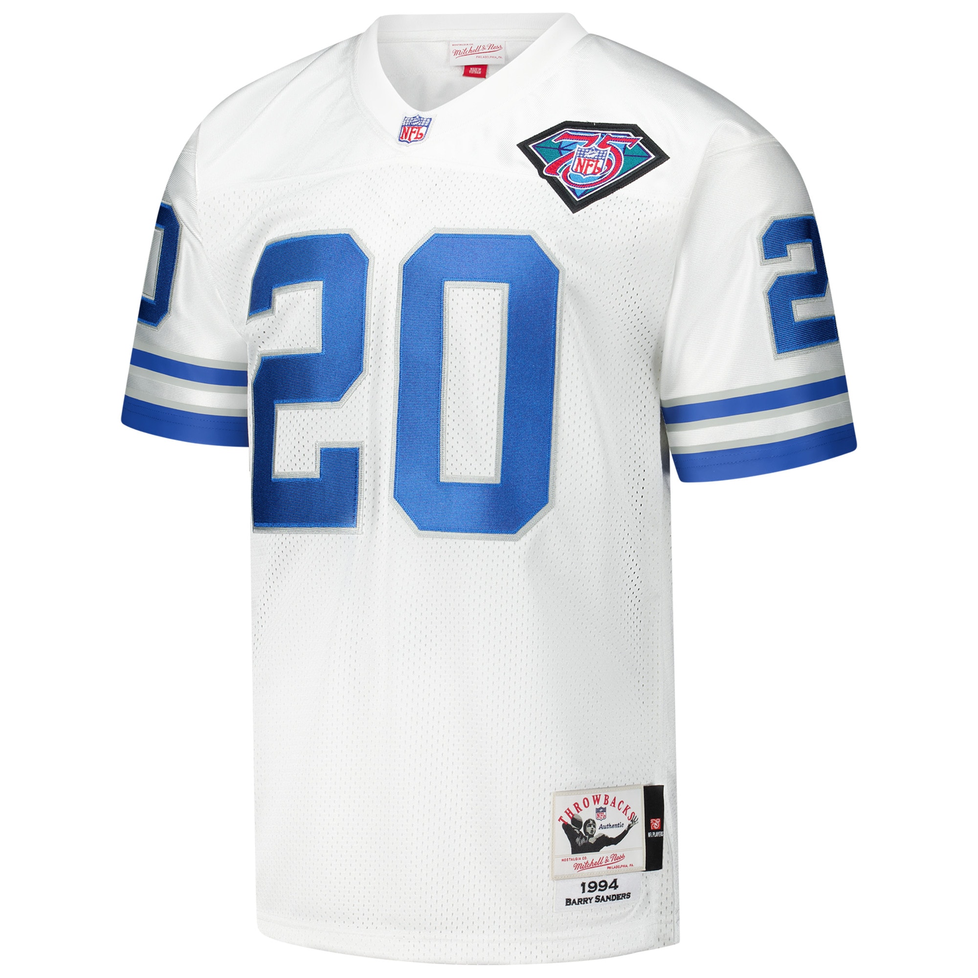 Barry Sanders Detroit Lions 1994 Mitchell & Ness Throwback Retired Player Jersey – White - Image 2