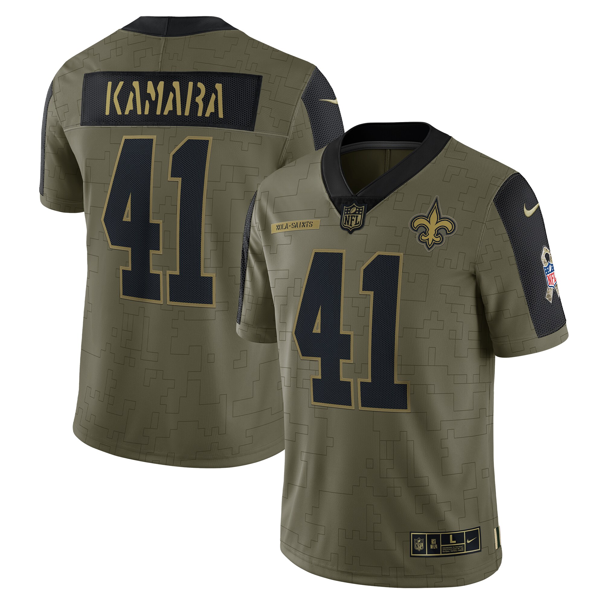 Alvin Kamara New Orleans Saints Nike 2021 Salute To Service Limited Player Jersey – Olive