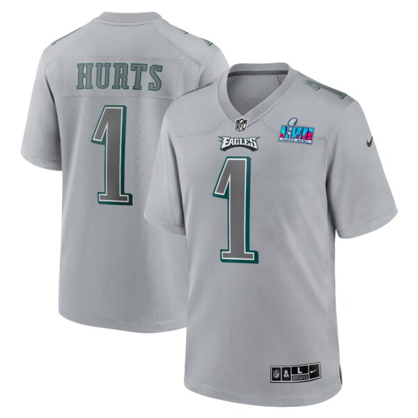 Jalen Hurts Philadelphia Eagles Nike Super Bowl LVII Patch Atmosphere Fashion Game Jersey – Gray