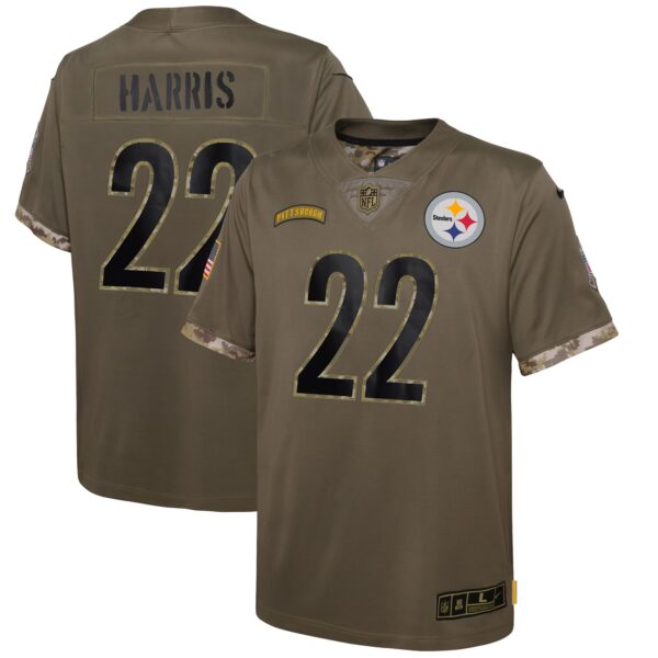 Najee Harris Pittsburgh Steelers Nike Youth 2022 Salute To Service Player Limited Jersey – Olive