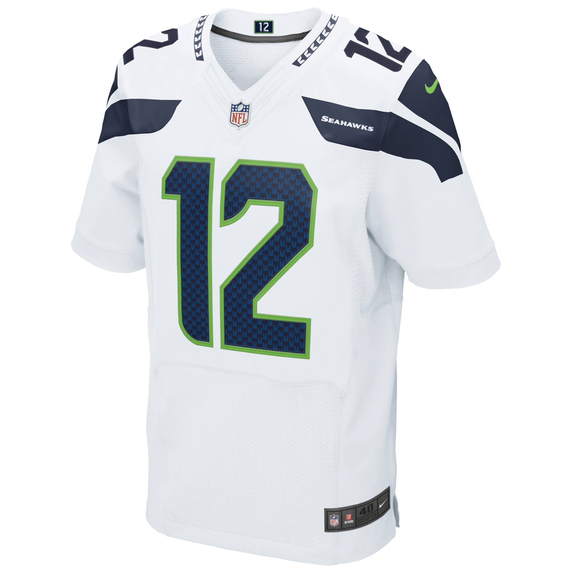 12s Seattle Seahawks Nike Elite Jersey – White - Image 2
