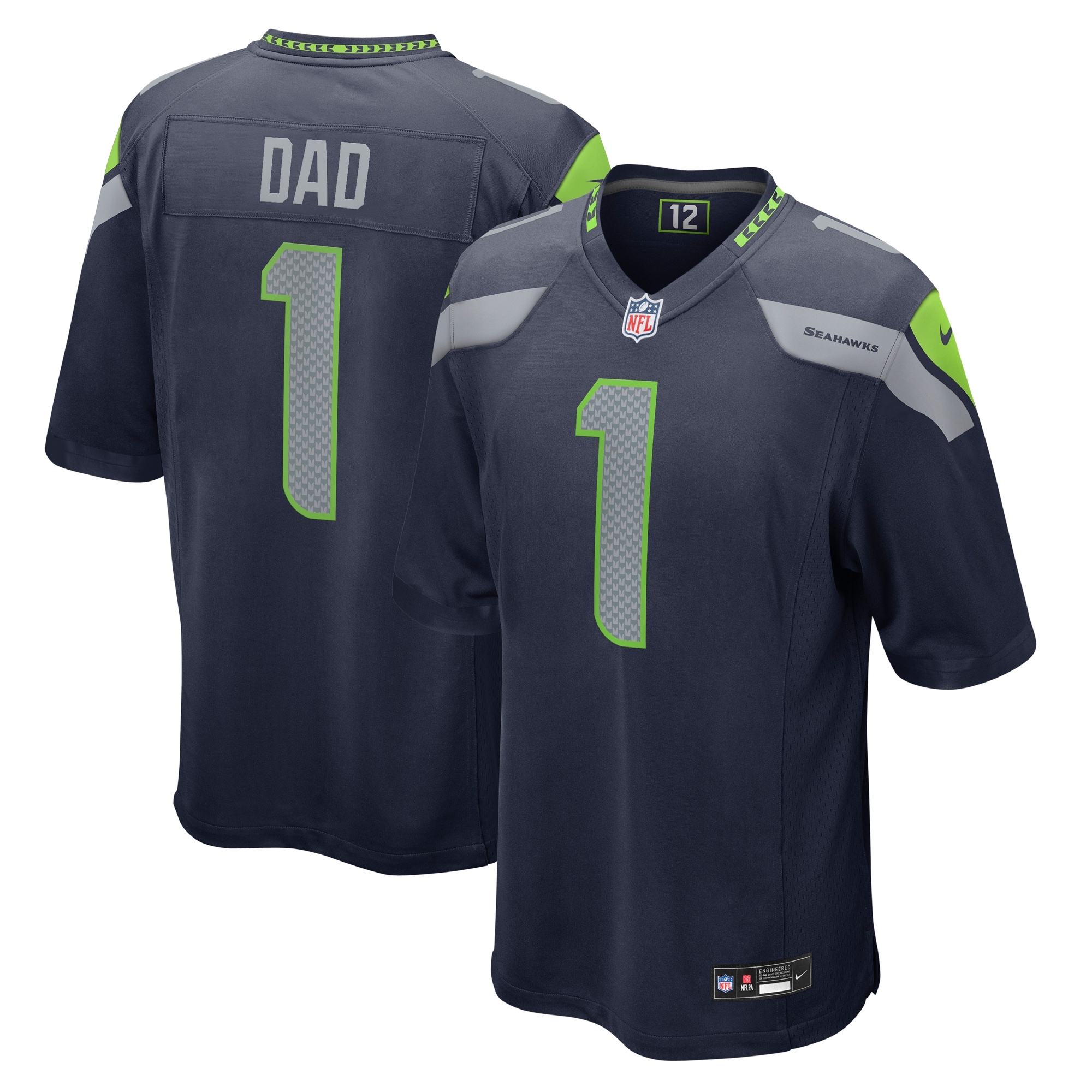 Number 1 Dad Seattle Seahawks Nike Game Jersey – College Navy